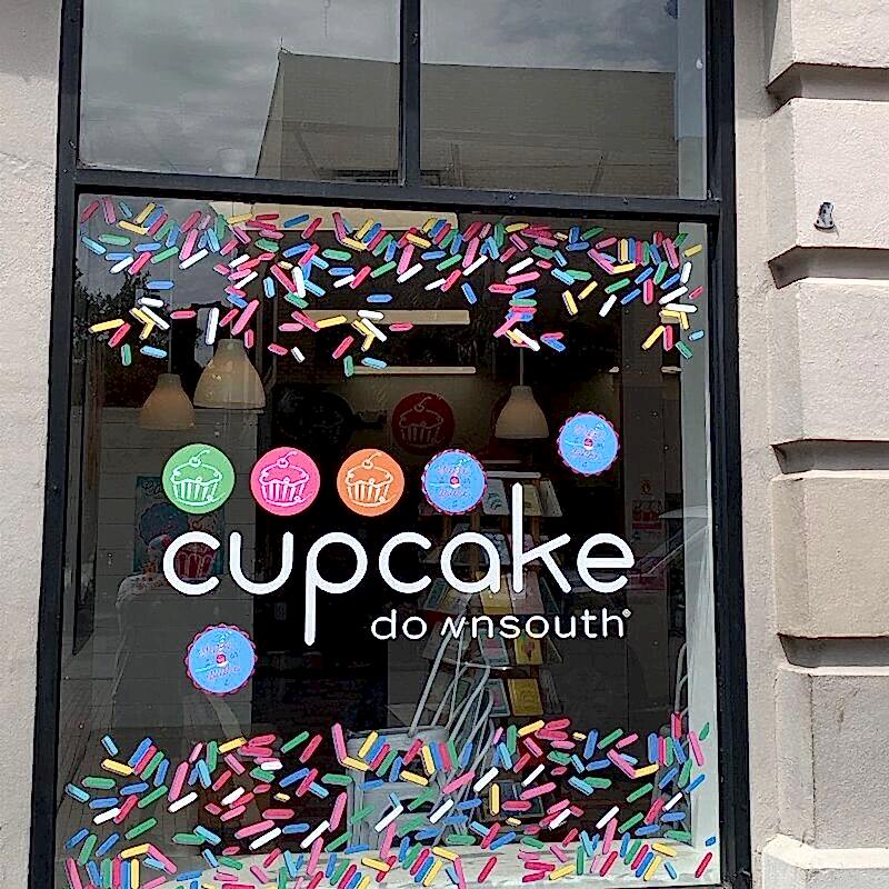 Custom storefront window for Charleston bakery