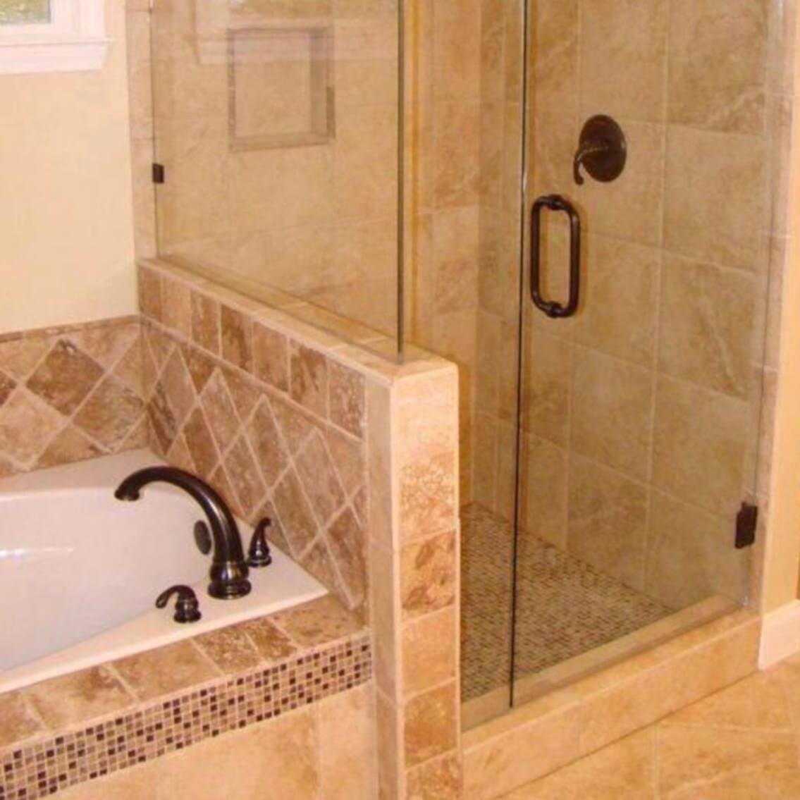 Frameless shower door installation in Charleston home