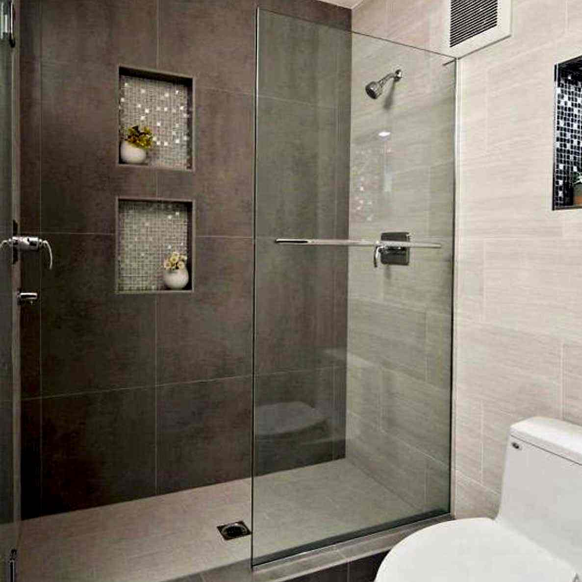 frameless tempered glass shower enclosure with ladder pull